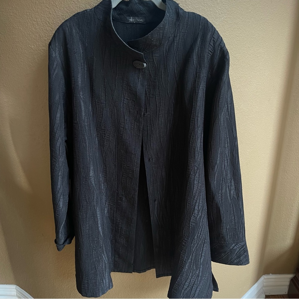 Allie Coosh Black Textured Tunic Topper Jacket XL